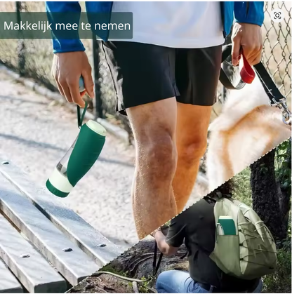 DOGGOSIP – Dé Oplossing voor Hondeneigenaars: Waterfles & Snackhouder  in Één Compact Toestel!